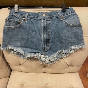 AY:  Levis 505 DIY Cutoff Denim Jean Shorts Womens Sz 28 From measurements